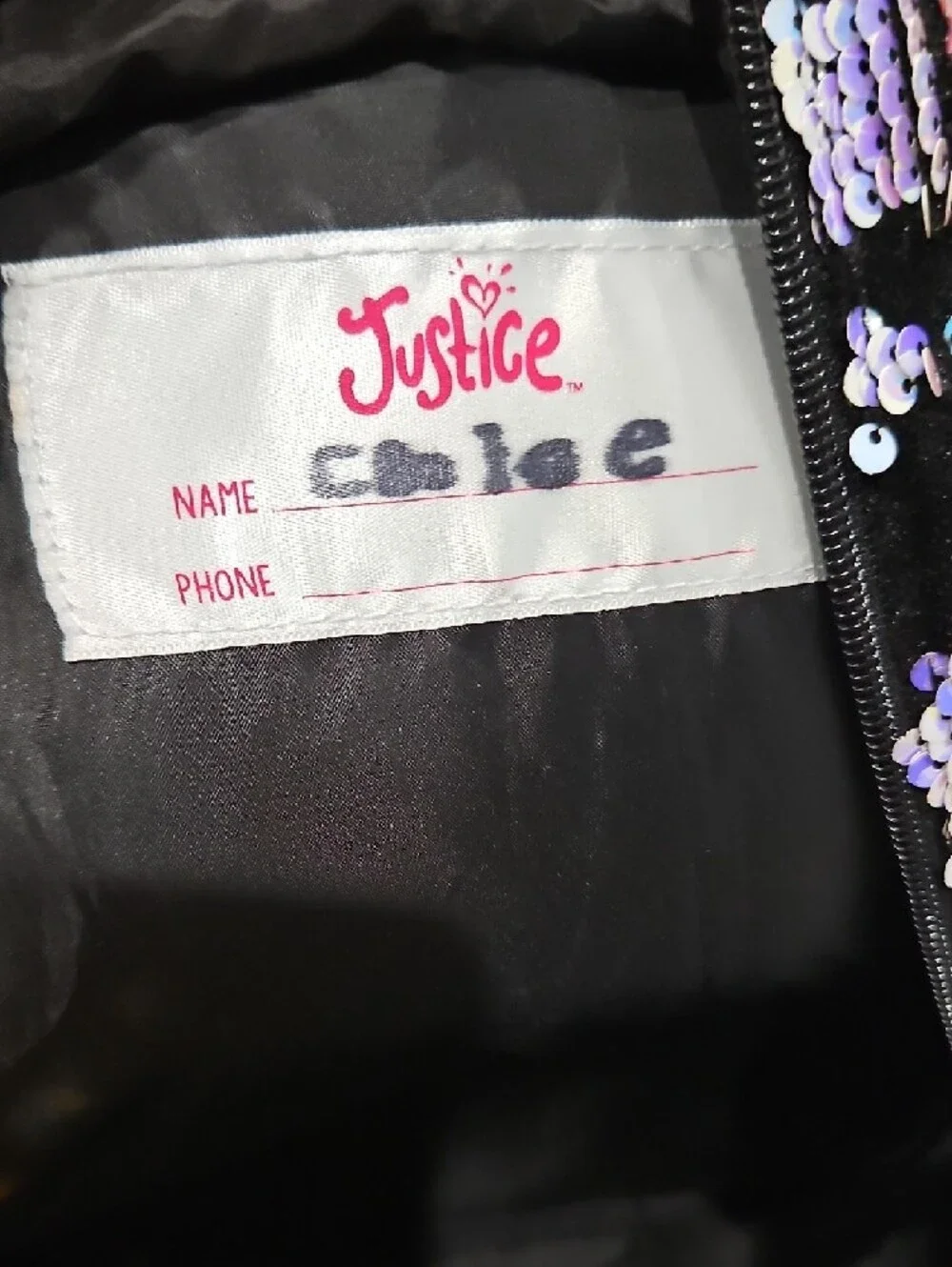Justice Black Backpack with Iridescent Sequin Stars